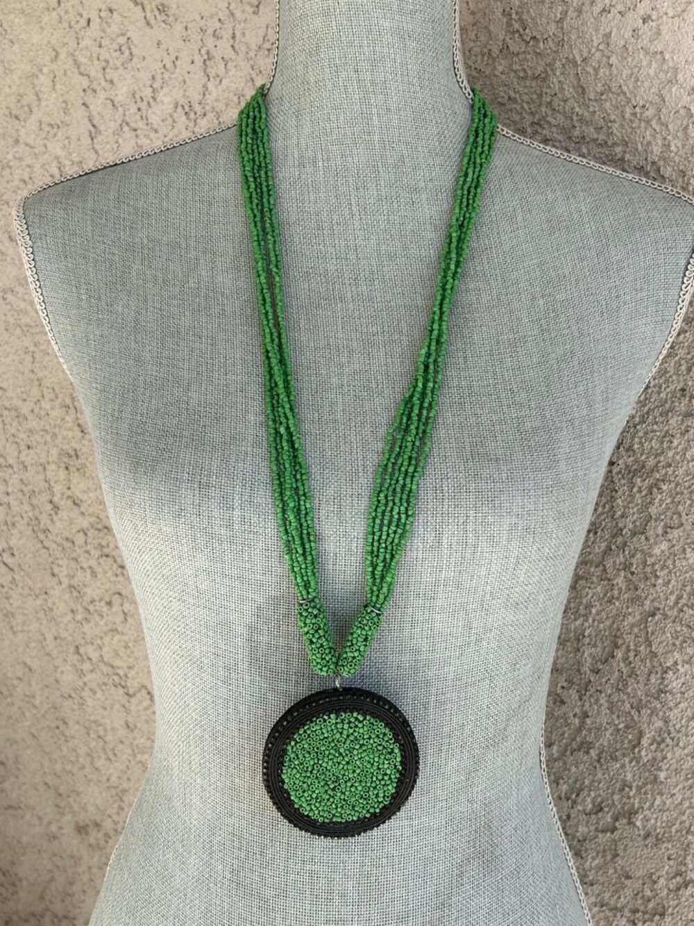 Y2K Green‎ Chunky Beaded Seed Bead Statement Necklace